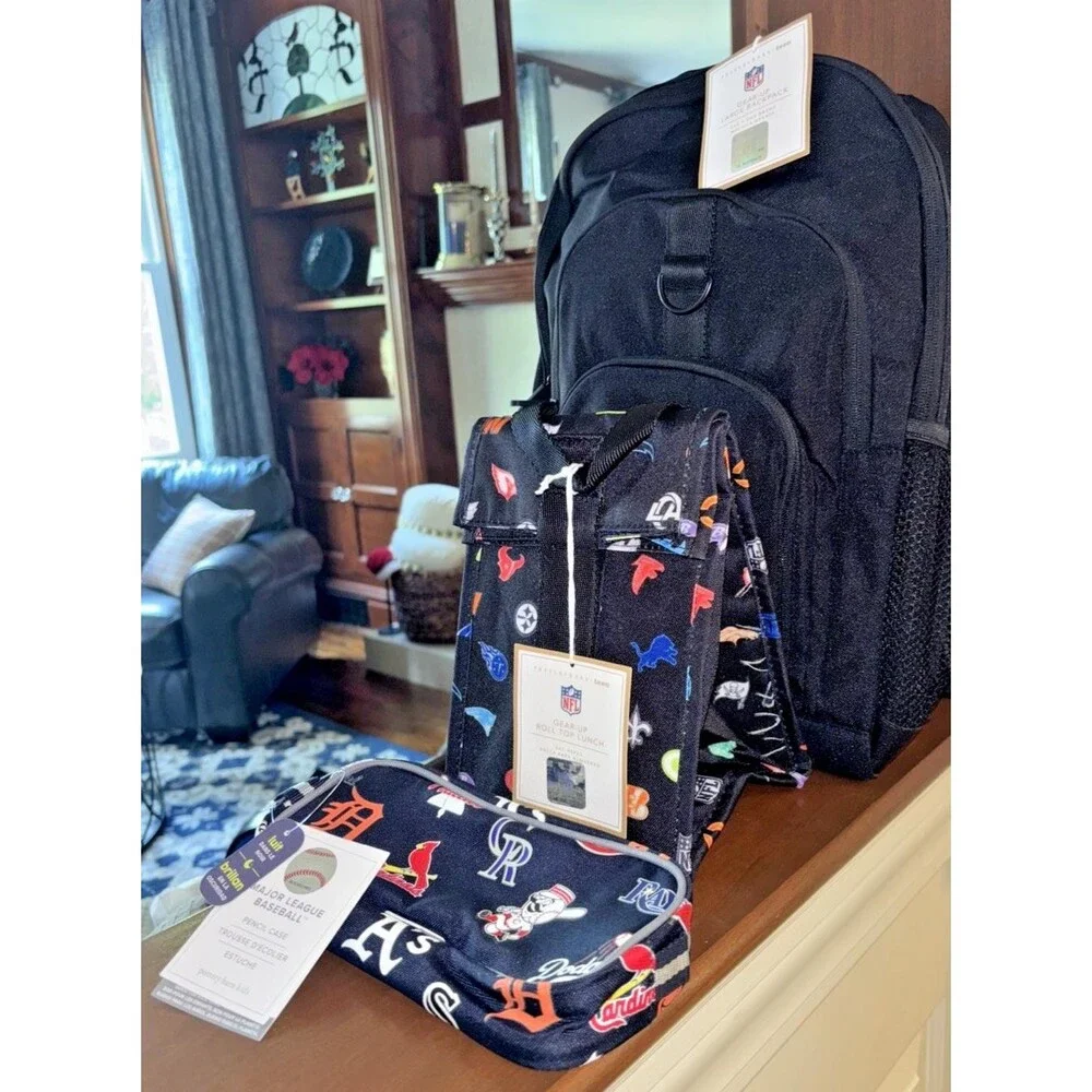 Pottery Barn School LARGE BACKPACK LUNCH WATER Baseball Travel Sport BAG NFL boy